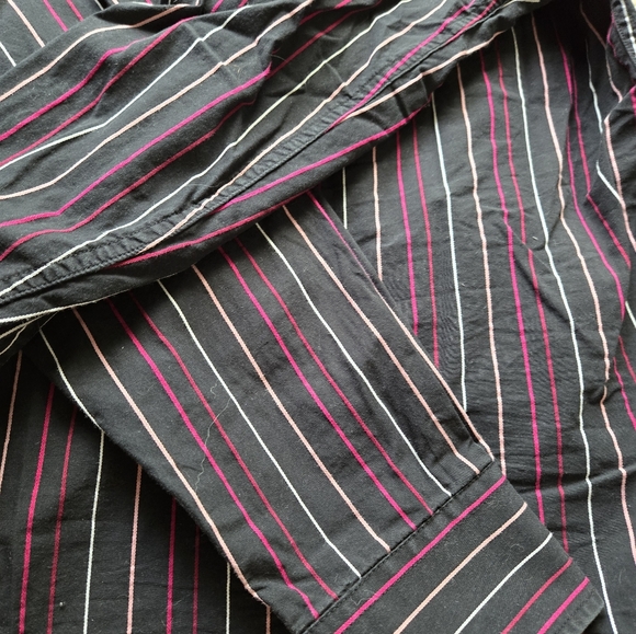 Le Chateau Black Dress Shirt with Pink and White Striped Design - Picture 6 of 8